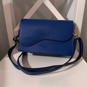 Chic Blue Leather Crossbody Bag